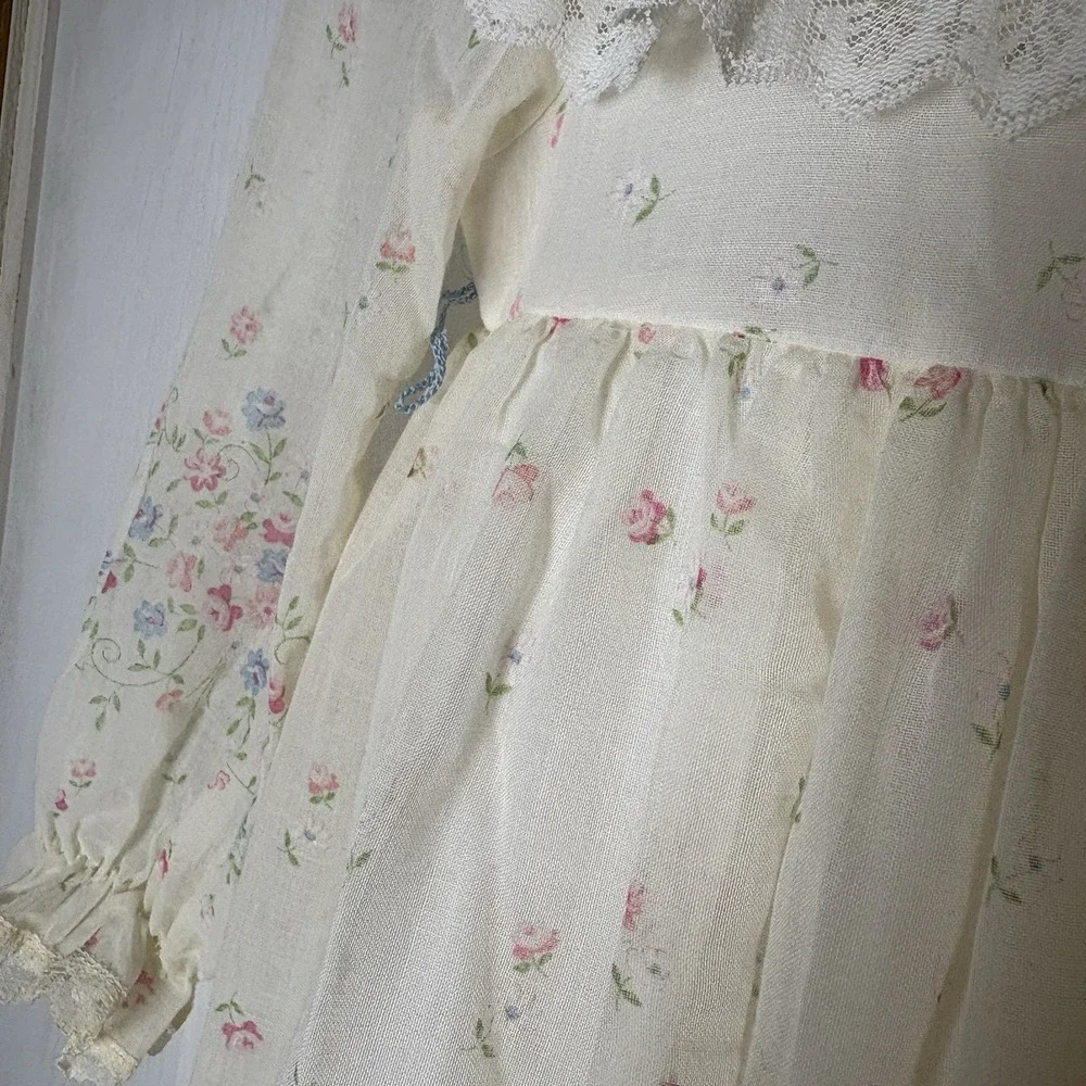 Ruth Of Carolina Dress Sz 5 VTG Lacy Prairie Style Lined Floral L - Picture 6 of 16